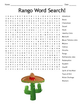 Preview of Rango Movie Word Search!