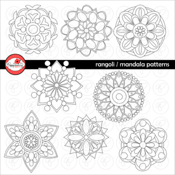 Preview of Rangoli Mandala Geometric Circle Pattern Clipart by Poppydreamz