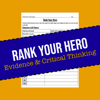 Preview of Rank Your Hero - Ignite Critical Thinking and Argumentative Writing in Middle Sc
