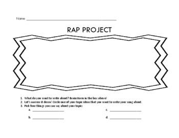 Preview of Rap Lyric Writing Organizer/Outline
