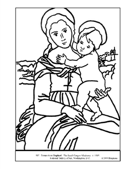 Preview of Raphael.  Small Cowper Madonna.  Coloring page & lesson plan ideas