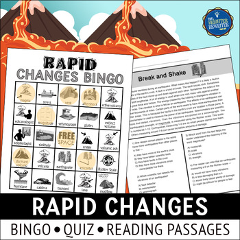 Preview of Rapid Changes to Earth's Surface Bingo Game and Reading Passages
