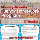 Sight Word Fluency Homework Program: Rapid Words (Monday-Monday)