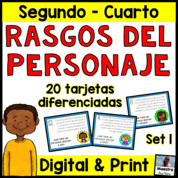 Preview of Rasgos del personaje - Character Traits in Spanish - Google Classroom - Print