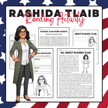 Preview of Rashida Tlaib - Reading Activity Pack | Arab American Heritage Month Activies
