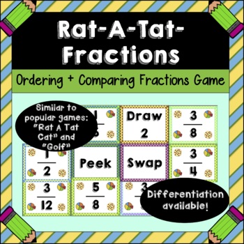 Preview of Rat A Tat Fractions - Fun Math Game to Practice Comparing + Ordering Fractions!