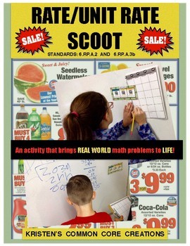 Preview of Rate/Unit Rate Shopping Scoot 6th grade w/Answer Key - 6.RP.A.2, 6.RP.A.3b