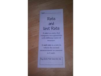 Preview of Rate and Unit Rate Print n' Fold (Foldable) Interactive Notebook