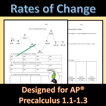 Preview of Rate of Change AP® Precalculus 1.2-1.3 Roller Coaster Activity