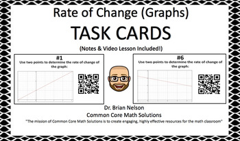 Preview of Rate of Change (Graphs) – Task Cards, Notes & Video Lesson