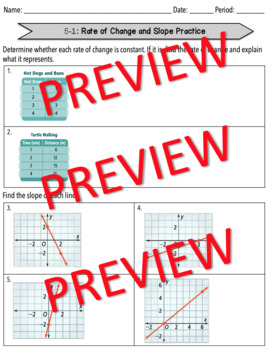 rate of change and slope practice and problem solving c