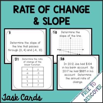 Preview of Rate of Change and Slope Task Cards Activity