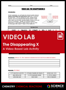 Preview of Disappearing X or Cross Rate of Reaction Video Lab Activity Sodium Thiosulfate