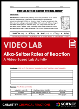 Preview of Rate of Reaction Lab Activity Surface Area vs. Temperature - Alka Seltzer Video
