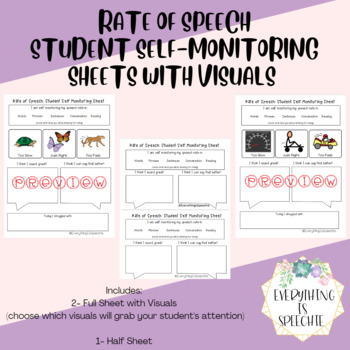 Preview of Rate of Speech-Student Self-Monitoring Sheet with Visuals