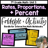 Rates, Proportions, and Percent - 7th Grade Foldable and A