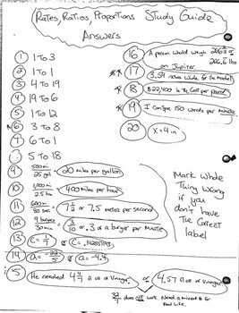 Rates, Ratios, Proportions Study Guide | TpT