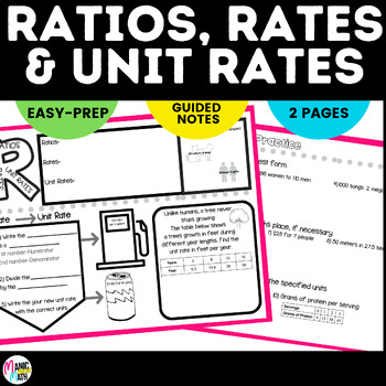 Preview of Ratios, Rates, & Unit Rates Sketch Notes & Practice