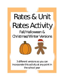 Preview of Rates, Unit Rates, & Proportions Halloween & Christmas Activity (Fall & Winter)