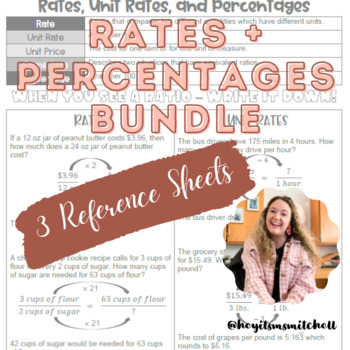 Preview of Rates and Percentages 3 Reference Sheets BUNDLE