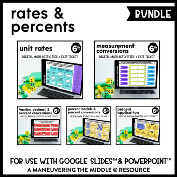 Preview of Rates and Percents Digital Math Activity Bundle | Unit Rates and Percentages