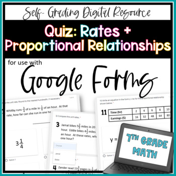 Preview of Rates and Proportional Relationships Google Forms Quiz