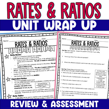 Preview of Rates and Ratios Assessment Review and Study Guide - Ratios & Unit Rate Test