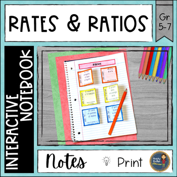 Preview of Ratios & Unit Rates Math Interactive Notebook - Notes, Practice, Tape Diagram