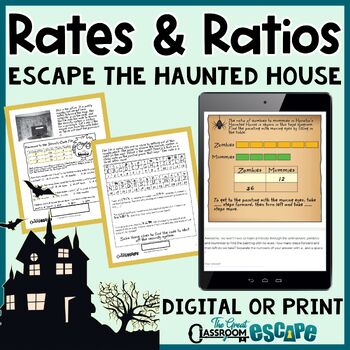 Preview of Rates and Ratios Print or Digital Escape Room Game 6th Grade Math Activity