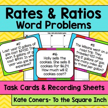 Preview of Rates and Ratios Word Problems Task Cards Activity