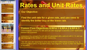Preview of Rates and Unit Rates Flipchart for Promethean's Activ Inspire