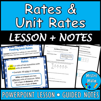 Preview of Rates and Unit Rates PowerPoint & Guided Notes BUNDLE