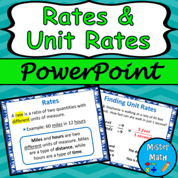 Preview of Rates and Unit Rates PowerPoint Lesson