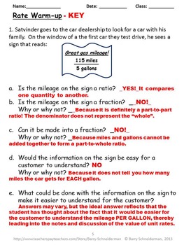 rates and unit rates worksheet notes poetry and warm up problems