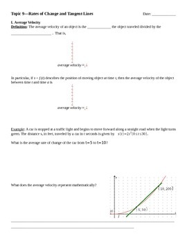Preview of Rates of Change and Tangent Lines Notes