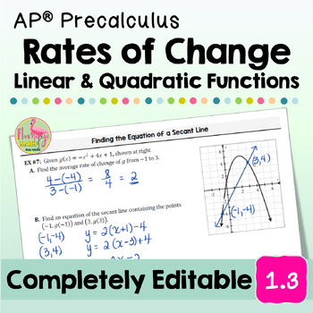 Preview of Rates of Change in Linear and Quadratic Functions (Unit 1 AP Precalculus)