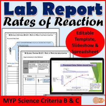 Preview of Rates of Reaction Experiment - IB MYP Science Criteria B & C - Lesson & Template