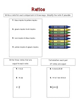 Preview of Ratio Freebie- Worksheet and Notes