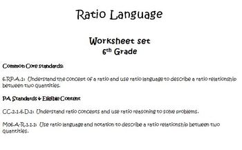 Preview of Ratio Language Worksheet Set