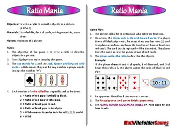 Preview of Ratio Mania Game:  6th Grade Math Game