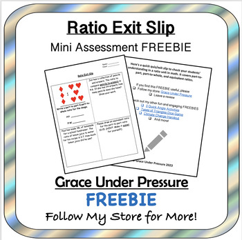 Preview of Ratio Mini Quiz/Exit Slip FREEBIE Math Assessment