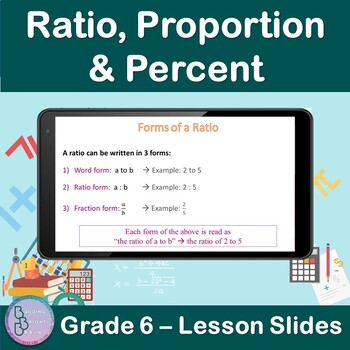 Preview of Ratio Proportion & Percent | 6th Grade PowerPoint Lesson Slides
