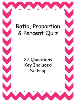 Preview of Ratio, Proportion and Percent Quiz - Key Included - Middle Grades