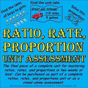 Preview of Ratio, Rate, and Proportion Unit Assessment