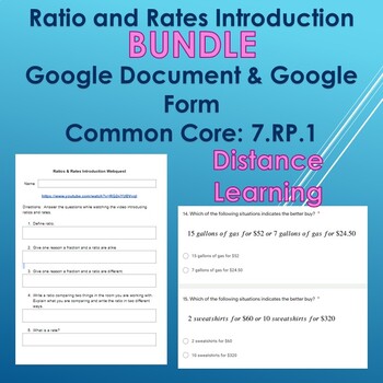 Preview of Ratio, Rates & Better Buy Introduction BUNDLE--Distance Learning