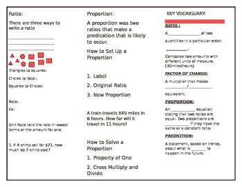 Preview of Ratio,Rates, & Proportion Foldable