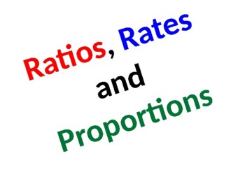 Preview of Ratio, Rates and Proportions Summary
