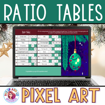 Preview of Ratio Tables 6th Grade Christmas Math Pixel Art Winter Activity