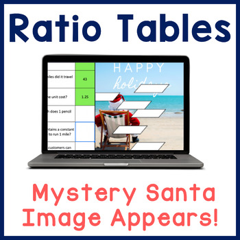 Preview of Ratio Tables | Math Mystery Picture Digital Activity | Happy Holidays Christmas