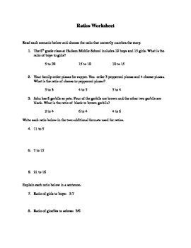 Preview of Ratio Worksheet